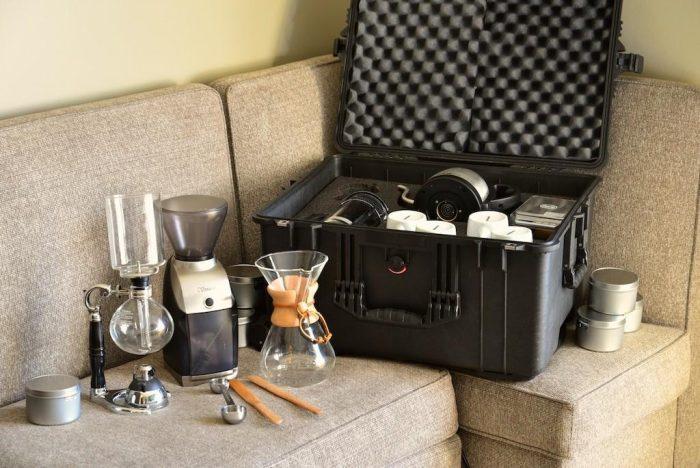 walizka na kawiarkę zestaw do parzenia kawy skrzynka case